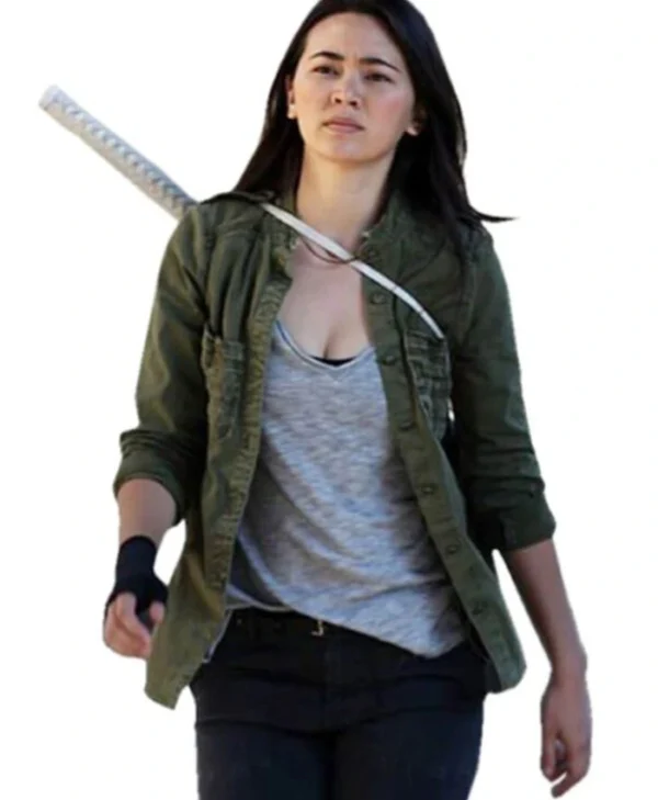Jessica Henwick Iron Fist Colleen Wing Green Cotton Jacket front