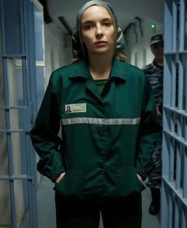 Jodie Comer Killing Eve Villanelle Shirt Style Green Cotton Jacket
