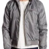 Joe Keery Stranger Things Satin Zip Up Grey Bomber Jacket webp