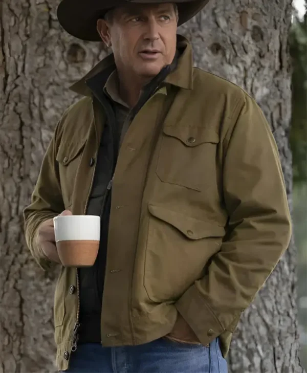 John Dutton Yellowstone S02 Kevin Costner Brown Jacket left