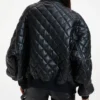 Julia Quilted Bomber Leather Jacket Back webp