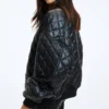 Julia Quilted Bomber Leather Jacket Side webp