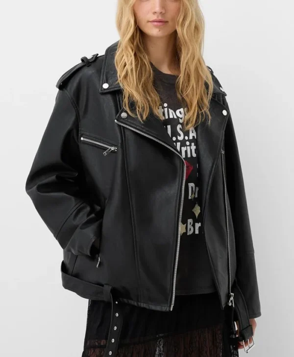 Kate Women Black Moto Leather Jacket webp