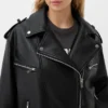 Kate Women Black Moto Leather Jacket Zipper webp