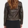Kelly Style Womens Brown Leather Biker Jacket Back webp