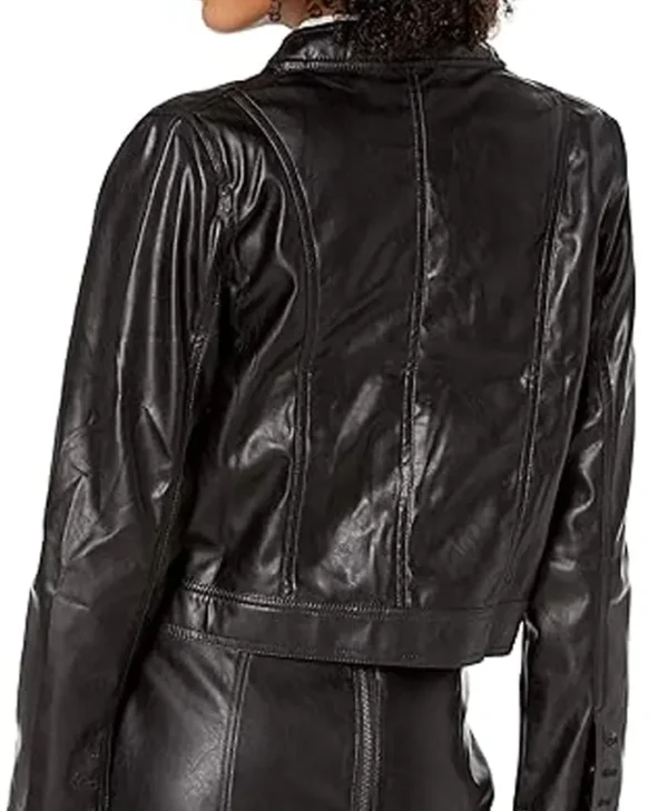 Kendall and Kylie Faux Leather Cropped Jacket Back webp