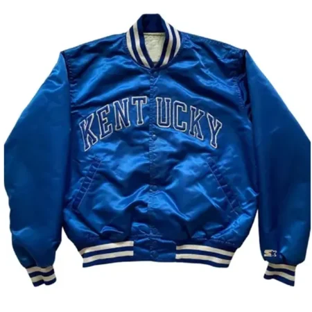 Kentucky Wildcats Blue Satin Varsity Jacket webp