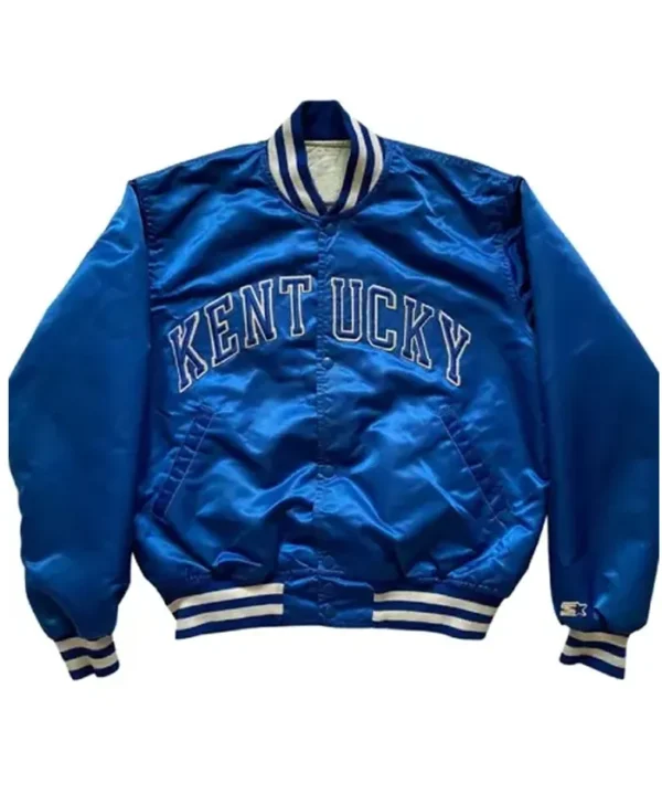 Kentucky Wildcats Blue Satin Varsity Jacket webp