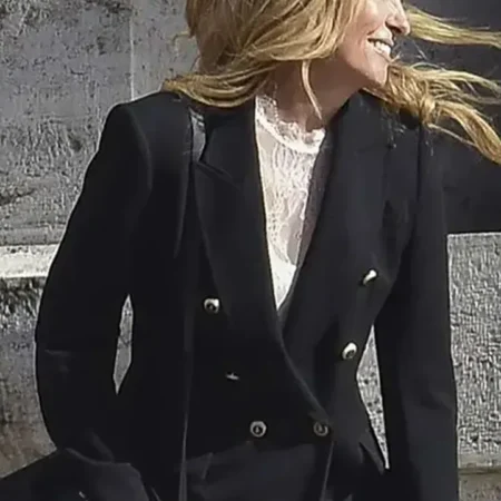 Kristin Mafia Mamma 2023 Black Coat Front