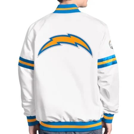 LA Chargers Scout Varsity Satin Jacket back webp