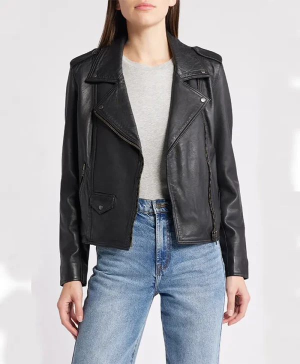 Lana Women Leather Motorcycle Jacket Black Studded Main webp