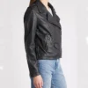 Lana Women Leather Motorcycle Jacket Black Studded Side webp