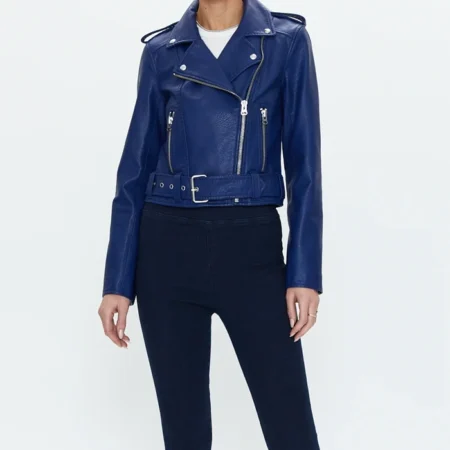 Lana Womens Blue Leather Biker Jacket Style webp