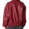 Lily Maroon Bomber Jacket Women Back webp