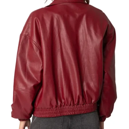 Lily Maroon Bomber Jacket Women Back webp