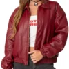 Lily Maroon Bomber Jacket Women Main webp