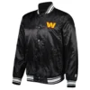 Locker Room Washington Commanders Black Satin Jacket webp