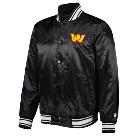 Locker Room Washington Commanders Black Satin Jacket webp