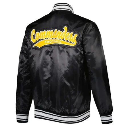 Locker Room Washington Commanders Black Satin Jacket back webp