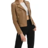 Lora Womens Beige Leather Jacket Style webp