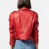 Loren Womens Brando Red Biker Jacket Back webp