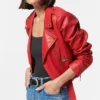 Loren Womens Brando Red Biker Jacket Side webp