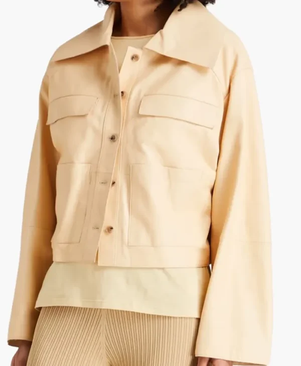 Loulou Studio Sulat Cropped Leather Jacket webp