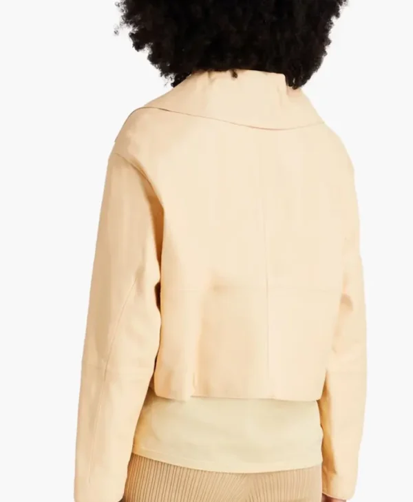 Loulou Studio Sulat Cropped Leather Jacket Back webp