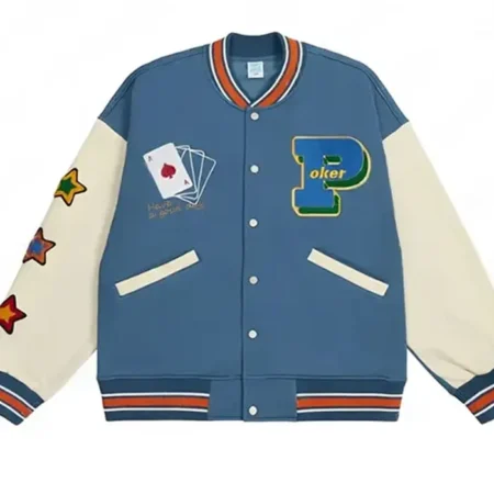 Lucky Blue Varsity Patch Jacket webp