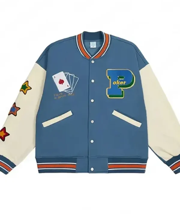 Lucky Blue Varsity Patch Jacket webp