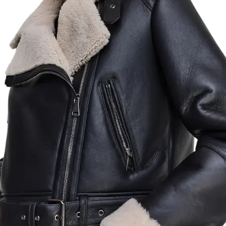Luna Leather Aviator Jacket for Women Cuffs webp