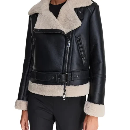 Luna Leather Aviator Jacket for Women Side webp