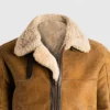 Mens B3 Tan Brown Sheepskin Jacket Collar webp