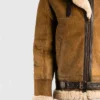 Mens B3 Tan Brown Sheepskin Jacket Cuffs webp