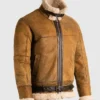 Mens B3 Tan Brown Sheepskin Jacket Side webp