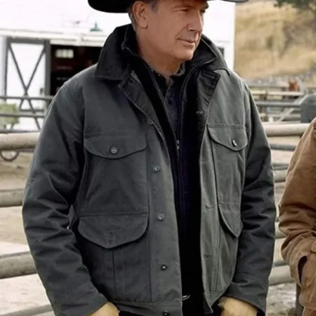 Mens Shirt Style Grey Cotton Military Field Jacket