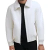 Mens White Shearling Aviator Leather Jacket Main webp