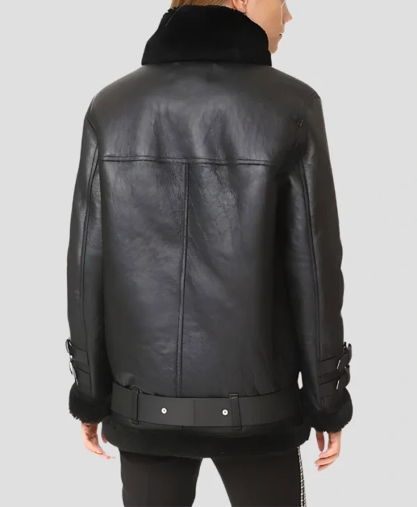 Mia Womens Shearling Leather Jacket Back webp