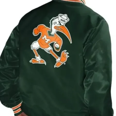 Miami Hurricanes Green Wool Varsity Jacket Back webp