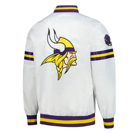 Minnesota Vikings Scout Varsity Satin Jacket back webp