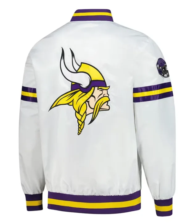 Minnesota Vikings Scout Varsity Satin Jacket back webp