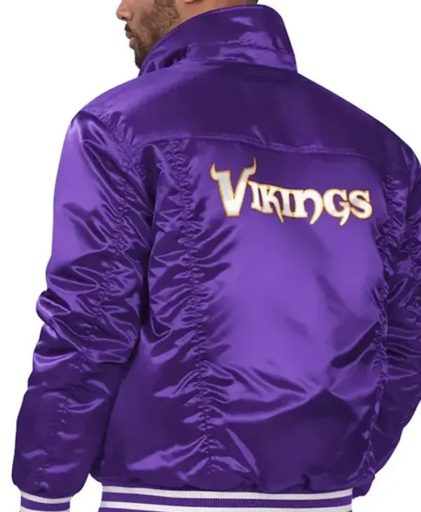 Minnesota Vikings Silver Tab Trucker Satin Varsity Jacket For Sale webp