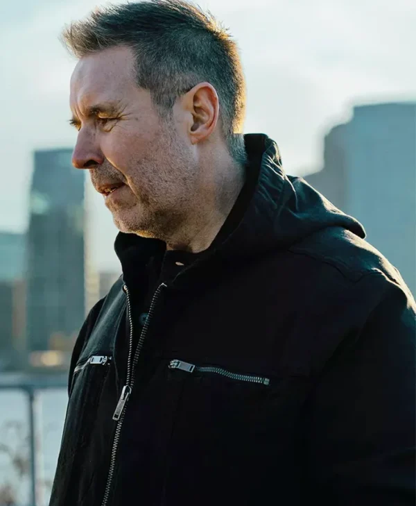 MobLand S01 Kevin Harrigan Black Hooded Jacket Side webp