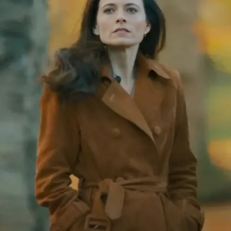 MobLand S01 Lara Pulver Brown Suede Coat webp