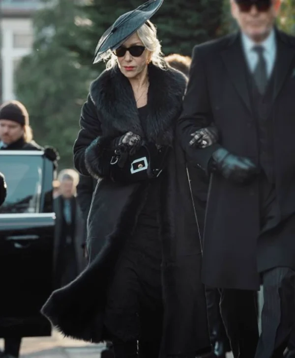 MobLand S01 Maeve Harrigan Black Fur Coat webp