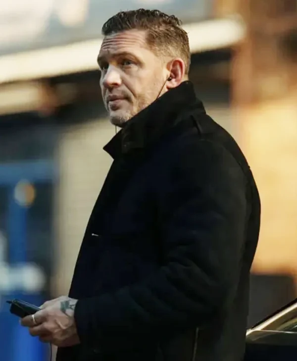 MobLand S01 Tom Hardy Black Wool Coat Side webp