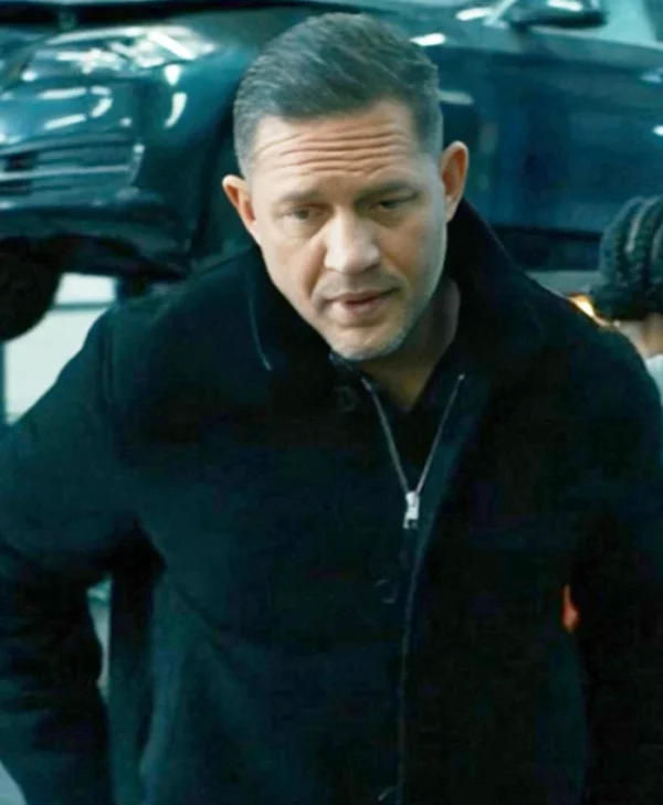 MobLand S01 Tom Hardy Black Wool Jacket Front webp
