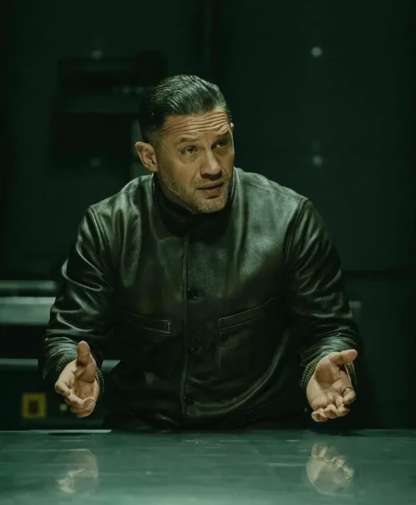 MobLand S01 Tom Hardy Bomber Leather Jacket Front webp