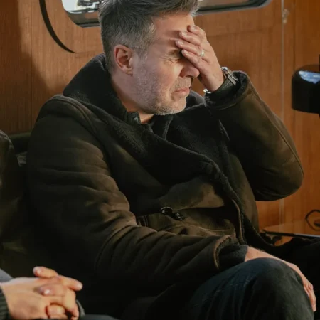 Mobland S01 Paddy Considine Brown Suede Leather Coat webp