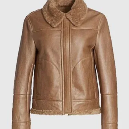 Monica Shearling Fur Lined Brown Jacket